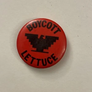 Vintage UAW Red Boycott Lettuce Button Pin PB20F - Picture 1 of 2
