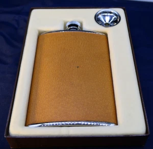 Vintage W.A. Goold Pigskin-Lined Stainless Steel English Flask 8oz - Picture 1 of 9
