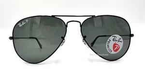 Ray Ban Aviator Sonnenbrille schwarz klassisch polarisiert grün RB3025 002/58 58mm neu - Bild 1 von 9