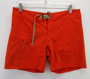 Patagonia Swim Trunks Women Small Orange Meridian Board Shorts Zip Pocket