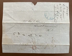 1850 stampless from EARL P. MASON Providence to Geo. J Adams EAST GREENWICH RI - Picture 1 of 6