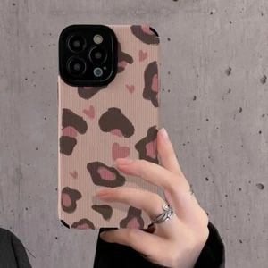 Pink Leopard Print silicone leather Shockproof case for iPhones - Picture 1 of 8