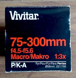Vivitar 75-300mm f4.5-f5.6 macro 1:3x zoom lens for Pentax vintage - Picture 1 of 6
