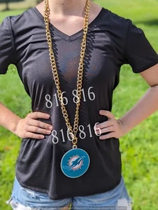 Miami Dolphins Team Emblem Fan Chain, Giant Necklace Licensed NFL - Picture 1 of 2