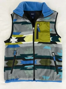 GAP KIDS - Boys Gray & Blue Southwest Printed Zip-Up Fleece Vest size 6/7 - Picture 1 of 5