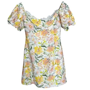 ASTR The Label Ivory Blush Floral Mini Dress Off Shoulder XS Summer - Picture 1 of 6