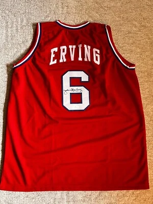 Autographed Julius Erving Dr. J Philadelphia Red Jersey JSA COA - Image 1 of 4