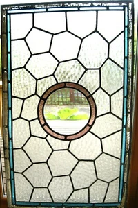 Antique Victorian or Edwardian Rectangular Stained Glass Window or Door Panel - Picture 1 of 11