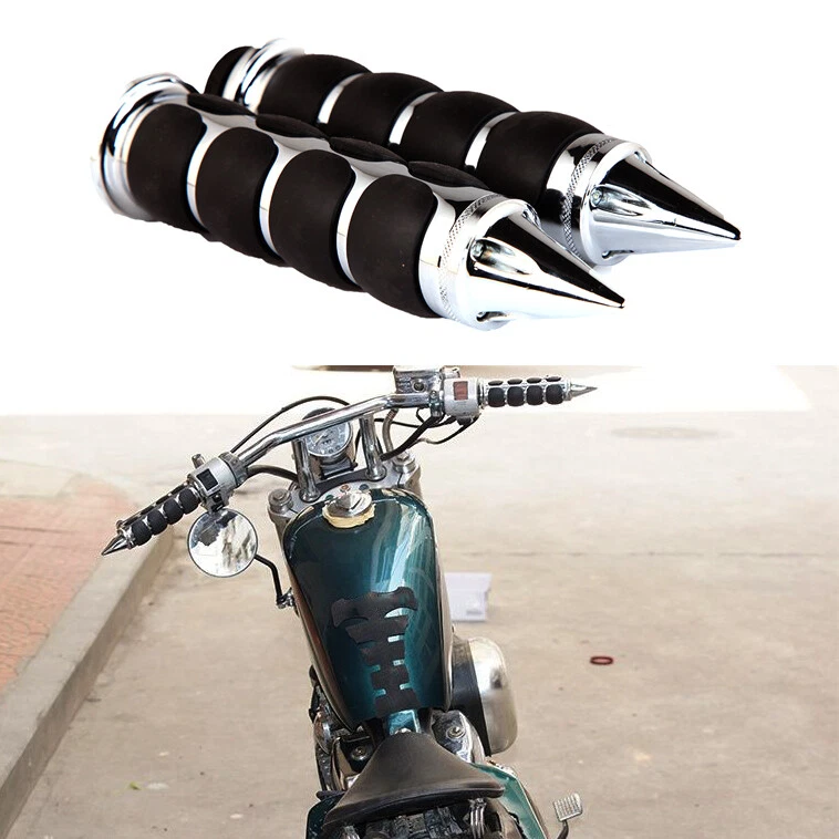 2x 7/8" Chrome Spike Handlebar Hand Grips For Yamaha FZR YZF 600 600R R1 R6 R6S - Image 1 of 4