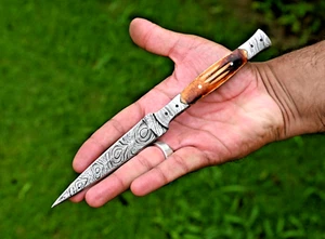 Custom Made Damascus Hunting Boot Knife - Hand Forged Damascus Steel Blade 2842 - Picture 1 of 5