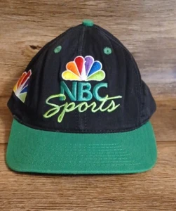 Vintage 90s NBC Sports Hat Cap Black Green Snap Back Sports - Picture 1 of 7