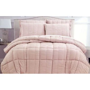 Seersucker Comforter Set Queen Light Pink - Picture 1 of 2