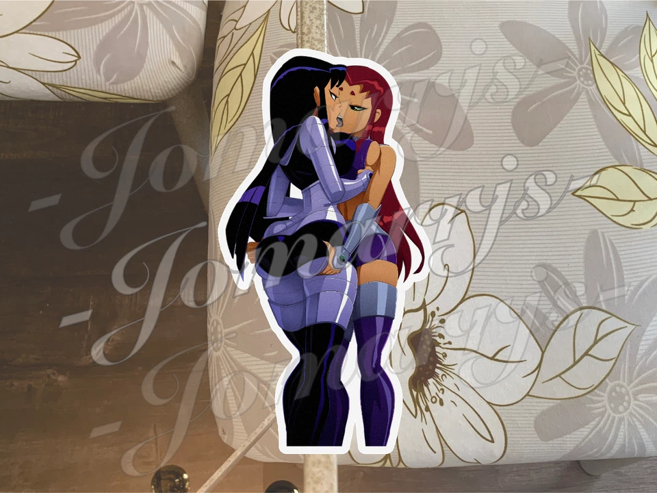 3M Custom Teen Titans Blackfire & Starfire Kissing Sticker Decal sexy ecchi pin up