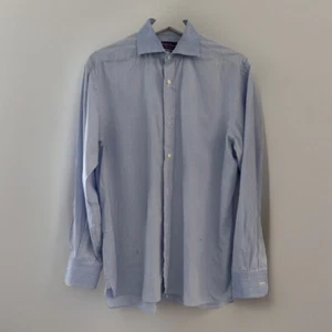 Camicia Ralph Lauren blu etichetta sartoriale uomo 15,5 cotone bottoni Italia - Foto 1 di 5