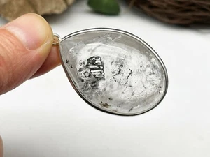 Colgante de joyería de cristal de cuarzo cristal de cuarzo burbuja móvil negra E040337 - Imagen 1 de 6