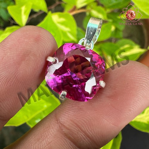 VETEMENTS Ciondolo pietra preziosa sfusa rubino rosa naturale certificato 25 ct in argento massiccio 925