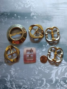 Vintage LOT 6 buckles DIY belt sewing notion craft jewelry hobby - Picture 1 of 9