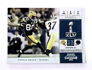 2012 Playoff Contenders Donald Driver Super Bowl Tickets #3 - Picture 1 of 2