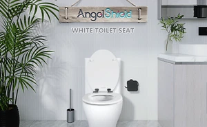 Asiento de Inodoro Blanco, Blanco Duradero Cierre Suave Asiento de Inodoro Antibacteriano Ajustable - Imagen 1 de 14