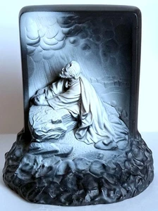 Vintage MCM Jesus betet am Felsen von Getsemani Kreidegeschirr Relief Bibel Buchstütze - Bild 1 von 13