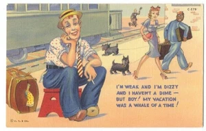 CT EVERYDAY COMICS & Poem VACATION MEMORY C-279 ca1937 Linen - Picture 1 of 2