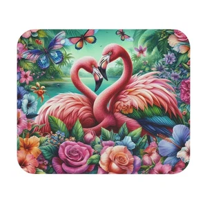Tropical Flamingo Mouse Pad with Butterfly Design, Colorful Desk - Picture 1 of 5
