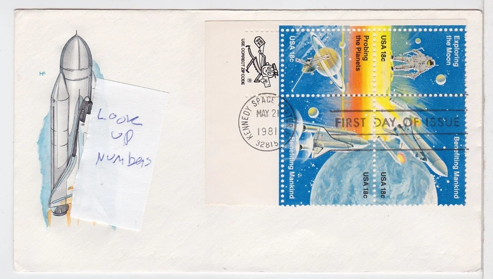 TurtlesTradingPost- Space 1981 FDC #1912-13 #1916-17 Farnam Cachet Zip Block - Image 1 of 1