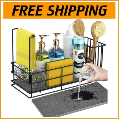 Stainless Steel Kitchen Sink Caddy with Quick-Dry Sponge Holder, 9.4" x 4.7" — 第 1/4 张图片