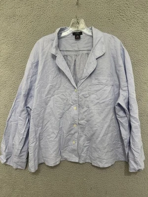 Top para mujer J Crew mezcla de lino talla 2X azul con botones salón calce suelto adulto Foto 1 de 4