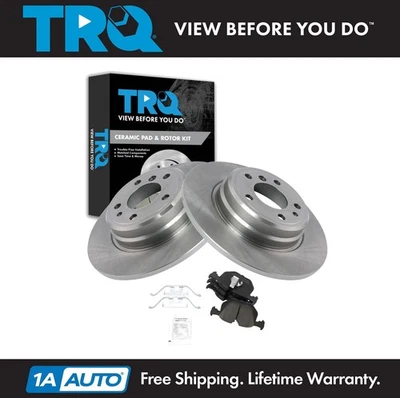 TRQ Rear Brake Pad & Rotor Kit Brake Rotor For 1995-2001 BMW 740i 740iL - Image 1 of 4