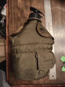 Vintage US Army 1 Quart Canteen and Cover with Canvas Pouch - Picture 1 of 3