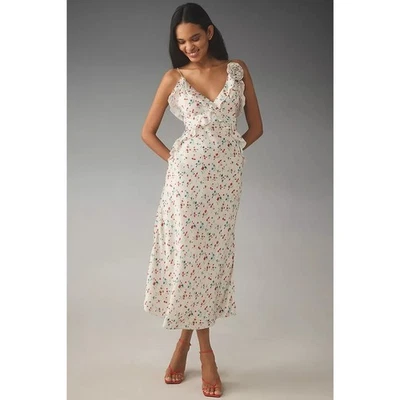 NWD Anthropologie Bardot Olea Sleeveless Ruffle Midi Dress Size 10 White #9J406 - Image 1 of 4