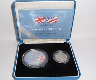 1997 Proof Symbols of Freedom, A Two-Coin Ultra Rare Set W/box and Certificate - Image 1 of 4