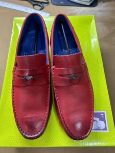 NUEVO CON ETIQUETAS TED BAKER ZAPATOS DE CONDUCIR PARA HOMBRE MOCASINES EN ROJO EE. UU. Talla 9 - Imagen 1 de 14
