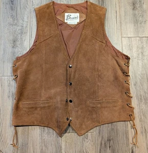 Vintage BERMAN'S Wildleder Lederweste Herren Gr. 46 mit seitlichem Lederriemenverschluss - Bild 1 von 5