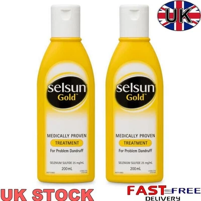 2X SELSUN Gold Anti-Dandruff Shampoo 200mL Deep Cleansing Selenium Sulfide 2.5%