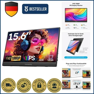2025 Neuestes 15,6 Zoll Tragbarer Monitor, FHD 1080P IPS Ultra-schlank, Mobiler - Bild 1 von 10