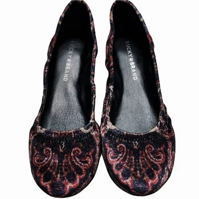 Lucky Brand Emmie Women's Purple Paisley Velvet Ballet Flats. 6.5 - image 1 of 4