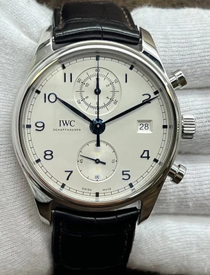 IWC Portugieser Chrono 42mm B&P Werksgarantie IW390302 weißes Zifferblatt Automatik M - Bild 1 von 4