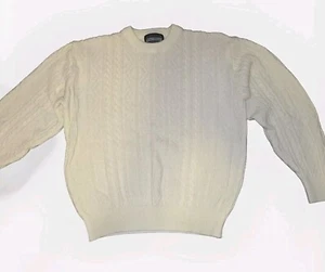 VTG MEN'S IVORY SWEATER SZ. XL WOOL BLEND COSBY KNIT 80's/90's - Picture 1 of 16