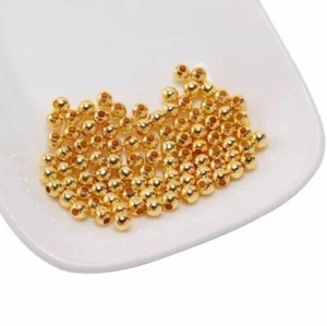 600 PREMIUM QUALITY ACRYLIC SPACER BEADS 2MM GOLD JEWELLERY MAKING XMAS - Picture 1 of 2