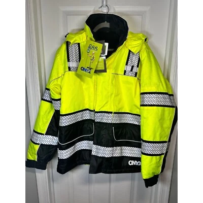 GSS Onyx Series Hi Vis Reflective Safety Rain Jacket Teflon Fabric LG - Image 1 of 4