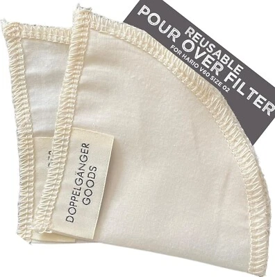 (2-Pack) Reusable Organic Cotton Pour Over Cone Filters for Hario V60, Chemex... - image 1 of 4