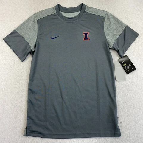Illinois Fighting Illini Nike Shirt Mens  S Dri Fit Mesh Short Sleeve Gray Cover