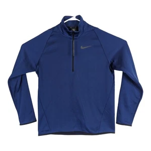 Felpa pullover Nike Therma Dri Fit da uomo blu medio 1/4 cerniera pile nuova - Foto 1 di 6
