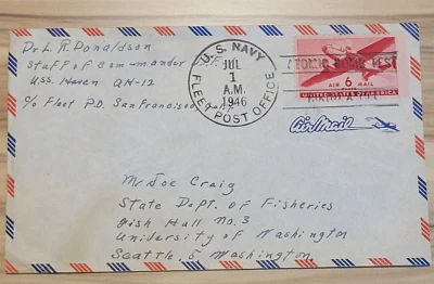 Vintage WWII Atomic Bomb Test Bikini Atoll Philatelic Cover 1946 U.S Navy Post - Image 1 of 4