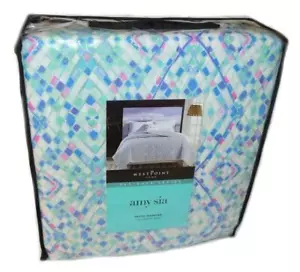 AMY SIA Pastel Diamond FULL/ QUEEN QUILT Vivid Colors COTTON Blue - Picture 1 of 7
