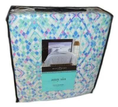 AMY SIA Diamante Pastel COLCHA COMPLETA/QUEEN Colores Vivos ALGODÓN Azul Foto 1 de 4