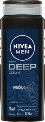 MEN Deep Clean Shower Gel and Body Wash 500Ml | for Body, Face & Hair | Microfin - image 1 of 4