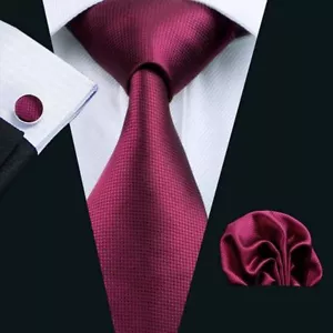 Burgundy Necktie, Hanky, & Cufflinks - Picture 1 of 1